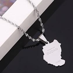 Old Sudan Pendant Necklaces Gold Color Sudan Map Juba Jewelry African