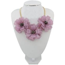 Bocar Statement Flower Necklace Handmade Bib Collar Jewelry Set for Women