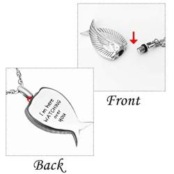 Dletay Angel Wing Cremation Necklace for Ashes Stainless Steel Urn Pendant Ashes Holder Memorial Jewelry-I’m Here Watching Over You