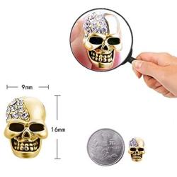 QNNY Skull Stud Earrings for Men Women Cubic Zircon Punk Piercing Ear Studs Stainless Steel Hip Hop Jewelry