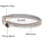 FANCY SHINY Boho Wrap Bracelets Leather Cuff Bracelet Bohemian Jewelry Crystal Charms Magnetic Clasp for Women, 15.3''