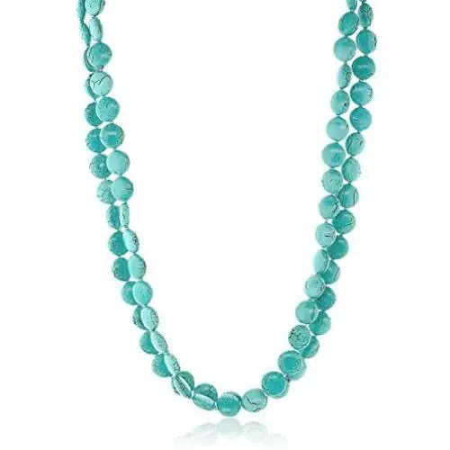 Gem Stone King Handmade 48 Inch Long Pebble Shape Simulated Turquoise Necklace Gem Stone King Handmade 48 Inch Long Pebble Shape Simulated Turquoise Necklace