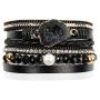 RIAH FASHION Bohemian Leatherette Wrap Multi Layer Statement Bracelet - Wrist Cuff Cubic Rhinestone, Sparkly Bead, Faux Druzy Crystal, Natural Stone Pearl