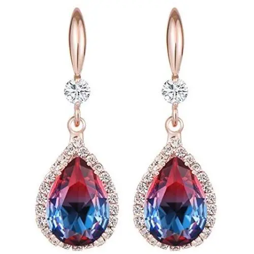 Jertom 14k Gold Plated Copper Teardrop Ab Stone Cubic Zirconia Rhinestone Crystal Hook Dangling Earrings for Women Girls Jertom 14k Gold Plated Copper Teardrop Ab Stone Cubic Zirconia Rhinestone Crystal Hook Dangling Earrings for Women Girls