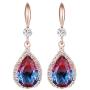 Jertom 14k Gold Plated Copper Teardrop Ab Stone Cubic Zirconia Rhinestone Crystal Hook Dangling Earrings for Women Girls