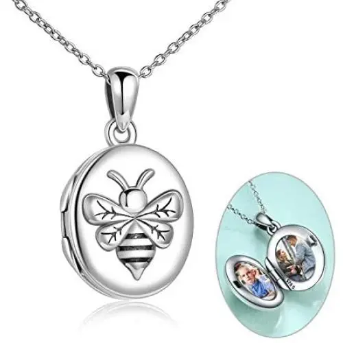 WINNICACA Sterling Silver Locket Necklaces Bee/Turtle/Butterfly Pendant Locket Jewelry Gifts for Women Teens Birthday WINNICACA Sterling Silver Locket Necklaces Bee/Turtle/Butterfly Pendant Locket Jewelry Gifts for Women Teens Birthday