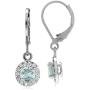 Silvershake 5mm Round Shape 925 Sterling Silver Halo Leverback Dangle Earrings