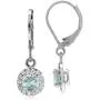 Silvershake 5mm Round Shape 925 Sterling Silver Halo Leverback Dangle Earrings