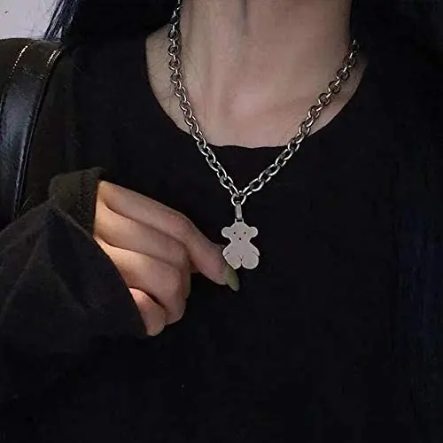 YERTTER Dainty Unique Punk Bear Chain Choker Necklace Boho Jewelry Set Layered Pendant Statement Chunky Chain Necklace for Women Man YERTTER Dainty Unique Punk Bear Chain Choker Necklace Boho Jewelry Set Layered Pendant Statement Chunky Chain Necklace for Women Man