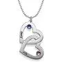 MyNameNecklace Personalized Engraved 2 Hearts Necklace-Couple Pendant Made with Swarovski Crystals- Valentines Jewelry Gift