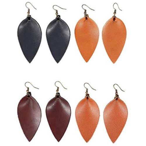ASHMITA ASHMITA Leather Teardrop/Leaf Earrings for Women Girls Dangle Petal Earring Set
