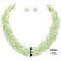 Sophia Collection Wide Light Mint Green, Sea Foam and White Imitation-Pearl Braided Necklace and Earrings