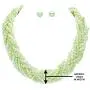 Sophia Collection Wide Light Mint Green, Sea Foam and White Imitation-Pearl Braided Necklace and Earrings