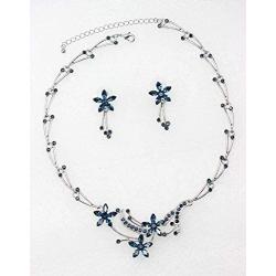 Faship Gorgeous Rhinestone Crystal Floral Necklace Earrings Set
