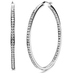 Sterling Silver Inside-Out Hoop Earrings with CZ