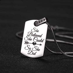 Vinjewelry Stainless Steel Motivational Encouragement Pendant Necklace Gift for Friend/Daughter/Niece/Granddaughter/Son