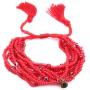 LESLIE BOULES Red Multi Strand Miyuki Glass Seed Beads Adjustable Tassel Bracelet Handmade Jewelry