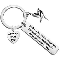 MAOFAED Tribe Jewelry Long Distance Love My Tribe Gift Bird Jewelry Friendship Gift Tribe Jewelry Tribal Keychain Birds of a Feather Flocks Together