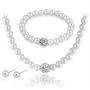 Brishow Wedding Pearl Necklace Earrings Bracelet Jewelry Set Silver Bride Crystal Pearl Chain Bridal Fit for Women and Girls