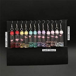 ANDPAI 6 Pairs Handmade Unique Multicolor Dried Flowers Wish Glass Bottle Dangle Drop Earrings Set for Women Girl Party Jewelry Valentines Day Gift