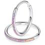 Vinjewelry Opal Hoop Earrings -2 PCS Cartilage Earrings Hoop for Women Girls 316L Surgical Steel Plated 14K Ladies Endless Earrings 20G Hypoallergenic Huggie Earrings