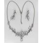 Faship Gorgeous CZ Crystal Floral Necklace Earrings Set