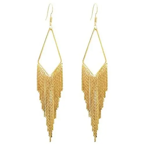 SELOVO Fish Hook Fishhoop Dangling Chain Tassel Dangle Earrings SELOVO Fish Hook Fishhoop Dangling Chain Tassel Dangle Earrings
