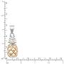Honolulu Jewelry Company Sterling Silver with 14K Rose Gold Plated Trim Pineapple Necklace Pendant with 18'' Box Chain