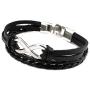 Double-Layered Handmade Braided Leather Wrap Bracelet Alloy Infinity Shaped Bracelets, 8.3''