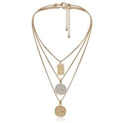 Dainty Multilayer Chain Necklace Gold Plated Lucky Evil Eye Pearl Cross Moon Star Lightning Link Necklace Jewelry for Women