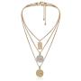 Dainty Multilayer Chain Necklace Gold Plated Lucky Evil Eye Pearl Cross Moon Star Lightning Link Necklace Jewelry for Women