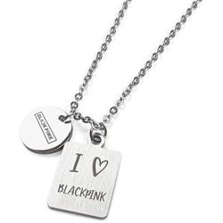 Fanstown Kpop Blackpink Necklace Dual Pendants Necklace Team Logo and Love Symbol to Member Name Necklace