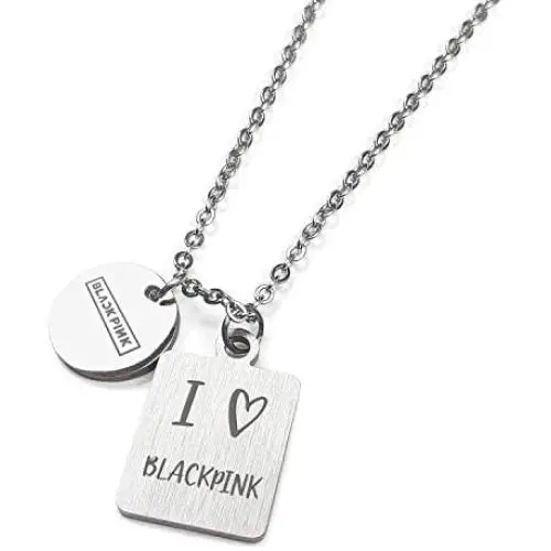 Fanstown Kpop Blackpink Necklace Dual Pendants Necklace Team Logo and Love Symbol to Member Name Necklace Fanstown Kpop Blackpink Necklace Dual Pendants Necklace Team Logo and Love Symbol to Member Name Necklace