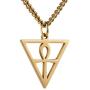 HZMAN Men Women Coptic Ankh Cross Necklace Polished Pyramid Stainless Steel Egyptian Jewelry Length 22+2 Inch