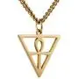 HZMAN Men Women Coptic Ankh Cross Necklace Polished Pyramid Stainless Steel Egyptian Jewelry Length 22+2 Inch