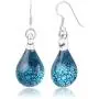 925 Sterling Silver Hand Blown Venetian Murano Glass Blue Silver Water Drop Shaped Dangle Earrings 925 Sterling Silver Hand Blown Venetian Murano Glass Blue Silver Water Drop Shaped Dangle Earrings