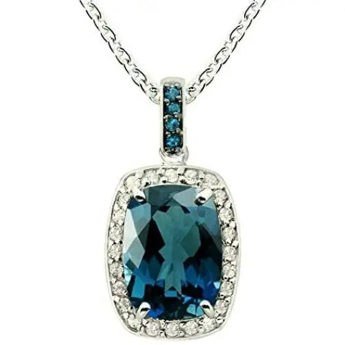 RB Gems Sterling Silver 925 Pendant Necklace Genuine Gemstone Cushion Cut 14x10 mm, Rhodium-Plated Finish, 18” RB Gems Sterling Silver 925 Pendant Necklace Genuine Gemstone Cushion Cut 14x10 mm, Rhodium-Plated Finish, 18”