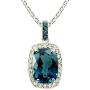 RB Gems Sterling Silver 925 Pendant Necklace Genuine Gemstone Cushion Cut 14x10 mm, Rhodium-Plated Finish, 18”