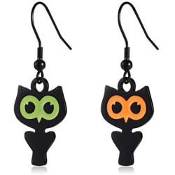 Cute Owl Bird Hook Earrings Halloween Christmas Earrings Gifs Delicate Fashion Black Owl Hook Dangle Tassel Drop Earring Animal Owl Lovers Jewelry Christmas Gifs for Women