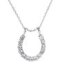 EVER FAITH 925 Sterling Silver Cubic Zirconia Elegant Horseshoe Pendant Necklace Chain Italty Clear