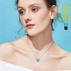 SOULMEET Palm Tree Jewelry Necklace for Women Sterling Silver Simulated Opal Necklace for Her