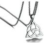 MPRAINBOW 316L Stainless Steel Irish Celtic Knot Trinity Necklace for Men Boy,Triquetra Trinity Triangle Pendant Necklace,Good Luck Vintage Irish Trinity Jewelry,24'' Box Chain