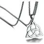 MPRAINBOW 316L Stainless Steel Irish Celtic Knot Trinity Necklace for Men Boy,Triquetra Trinity Triangle Pendant Necklace,Good Luck Vintage Irish Trinity Jewelry,24'' Box Chain