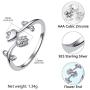 U7 Cute Ring for Women Teen Girls|3D Vivid Rose Flower End Wrap Ring Platinum Plated Adjustable Stacking Ring, Platinum Gold Rose Gold Color