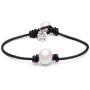 Cultured Freshwater Single Pearl Bracelet Handmade Genuine Leather Wrap Bracelet with Charm Jewelry 7.8