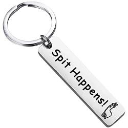 BEKECH Spit Happens Alpaca Keychain Funny Llama Jewelry Alpaca Themed Stainless Steel Keychain Cute Llama Gifts Mama Llama Gift for Alpaca Lovers Animal Jewelry Gift for Friends