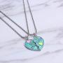 MJartoria BFF Necklaces for 2-Split Heart Green Cute Pendant Best Friends Forever Friendship Best Friends Necklaces for Girls, Sisters