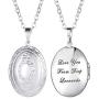 U7 Round Locket Necklace That Hold Picture Stainless Steel 18K Gold Plated Necklace with Photo Custom or Text Engrave Service, Gift for Women Girls