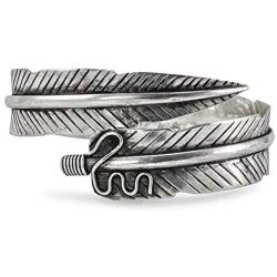Handmade Adjustable Silver Feather Arm Cuff Bracelet | Silver Rustic Bohemian Vintage Ethnic Tribal Jewelry for Women or Men by Culture Cross
