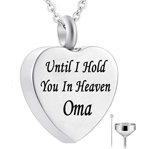 HQ Until I Hold You in Heaven - Urn Necklace for Ashes Cremation Jewelry Stainless Steel Keepsake Memorial Pendant Necklace for Women/Men